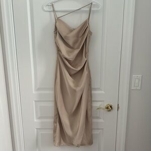 Elegant Tan Spaghetti Strap Dress